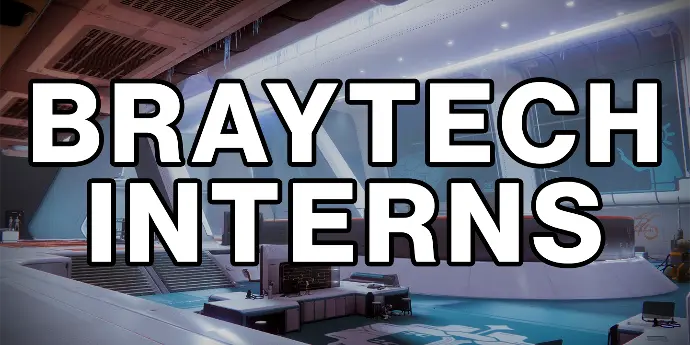 Screenshot of the Bray Exoscience area of Europa with the text "Braytech Interns" over it. It represents a membership tier on our Ko-Fi page.